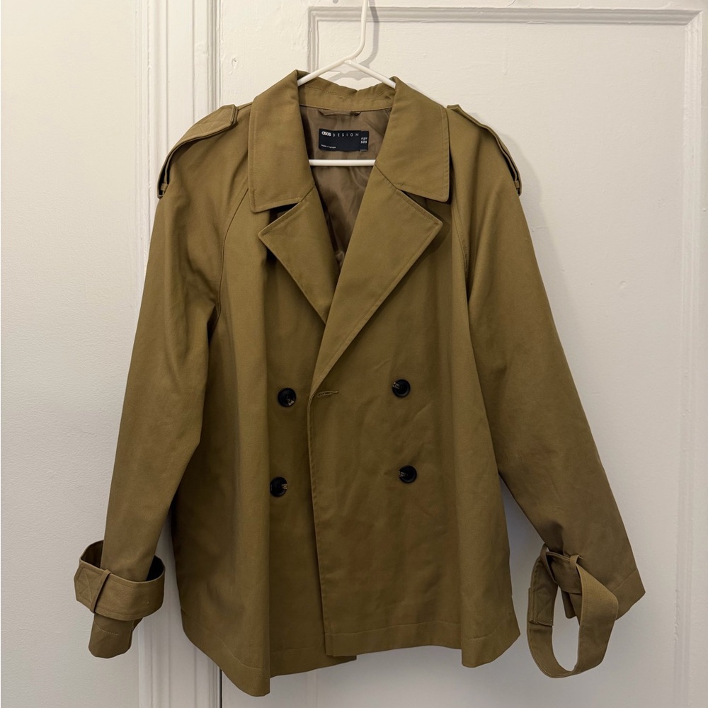 Olive Double-Breasted Trench Jacket - Women - Picture 2 of 5